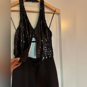 Zara Black Sequin Jumpsuit